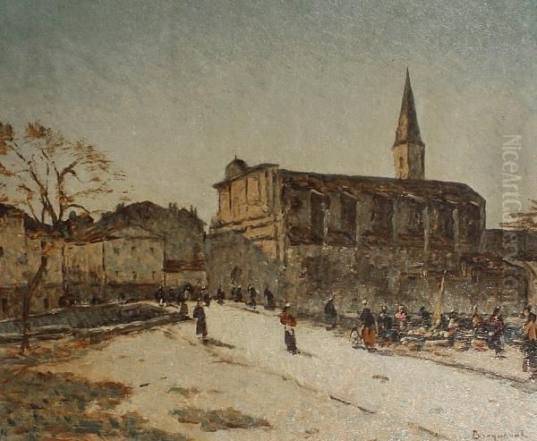 Town Scene Oil Painting by Louis Braquaval