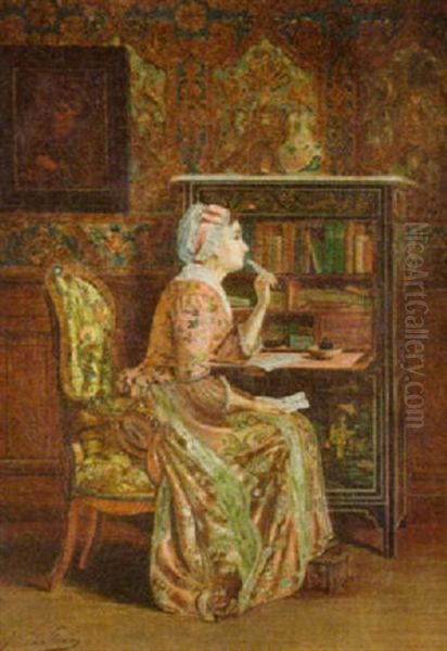 Writing The Letter Oil Painting by John D. Stevens