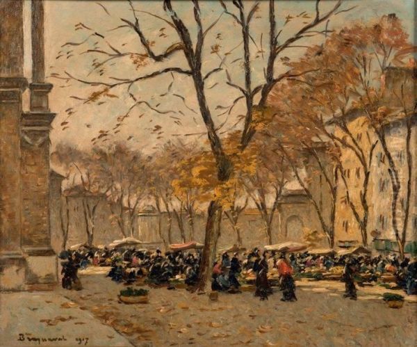 Scene De Marche A Aix-en-provence Oil Painting by Louis Braquaval