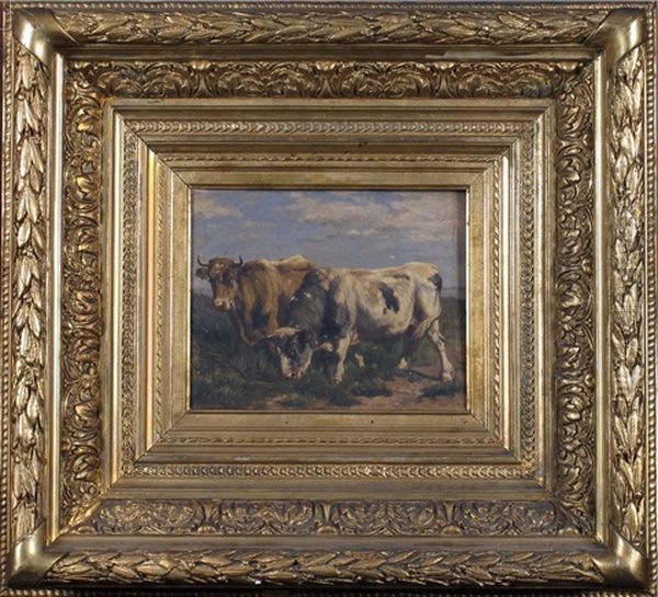 Vache Et Taureau Oil Painting by Joseph (Edouard J.) Stevens