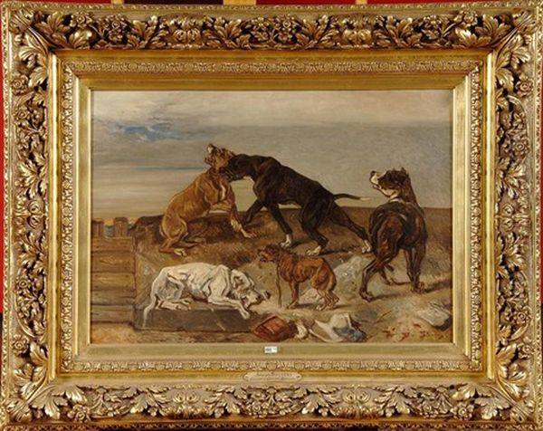 Les Chiens Errants Oil Painting by Joseph (Edouard J.) Stevens