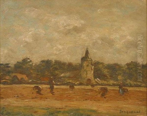 Scene De Moisson Oil Painting by Louis Braquaval