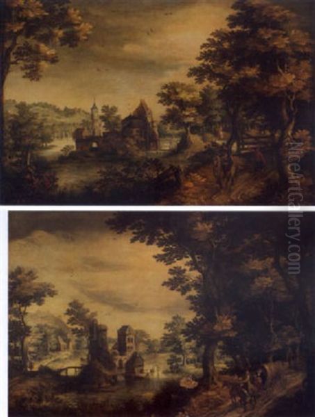 Cavalier Et Promeneurs En Bord De Foret Oil Painting by Pieter Stevens