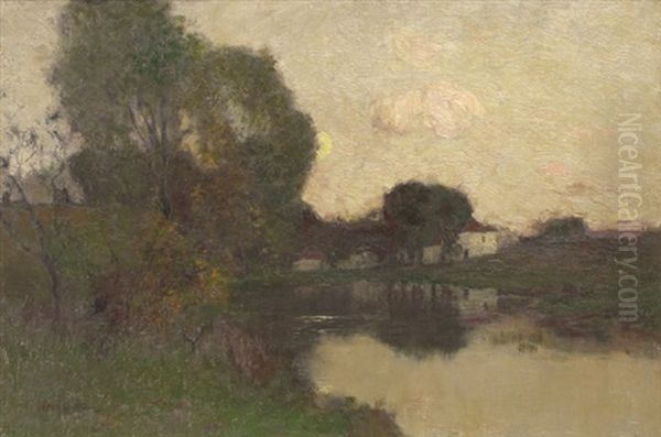 Moonlit Landscape Oil Painting by Robert Macaulay Stevenson