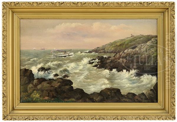 Ferry Entering Monhegan Harbor Oil Painting by Seth W. Steward