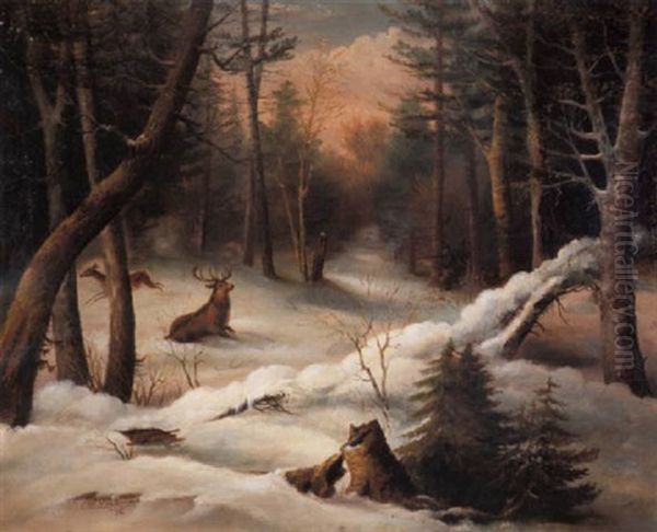 Maine Deer Country Oil Painting by Seth W. Steward