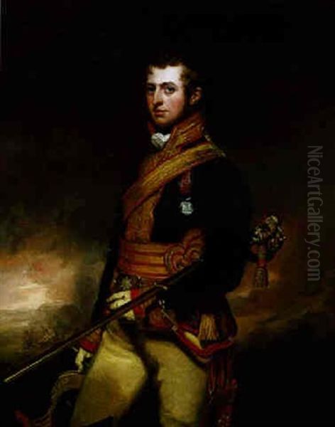 Portrait Of Lieutenant-colonel Sir William Robert Clayton Bt. In The Uniform Of The Royal Horse Guards Oil Painting by Thomas Stewardson