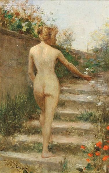 Nude On Garden Stair by Julius LeBlanc Stewart