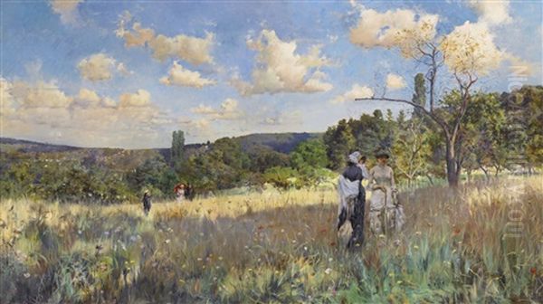 Summer (l'ete; Summer's Promenade) Oil Painting by Julius LeBlanc Stewart