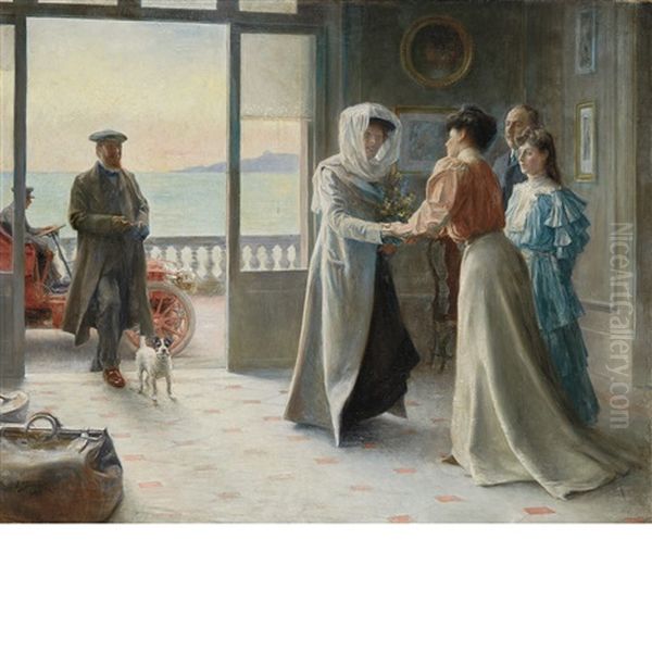 A Warm Wecome Oil Painting by Julius LeBlanc Stewart