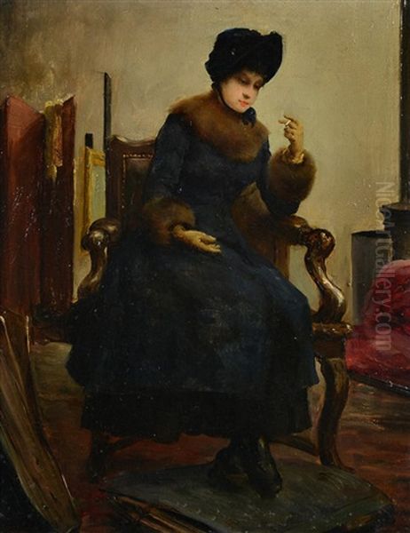 Dame Dans Un Interieur Oil Painting by Julius LeBlanc Stewart