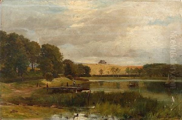 Castle Douglas (+ Untitled (river Landscape); Pair) Oil Painting by William Stewart