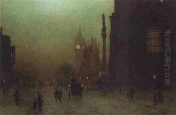 Parliament Square From Westminster Abbey Oil Painting by William Stewart