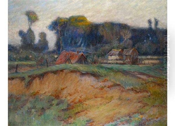 Landschaft Mit Strohgedeckten Hutten Oil Painting by Eugene Stibbe