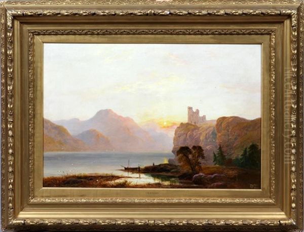 Twilight On The Loch Oil Painting by George Blackie Sticks