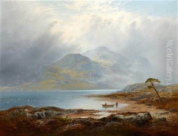 The Silver Strand, Loch Katrine Oil Painting by George Blackie Sticks