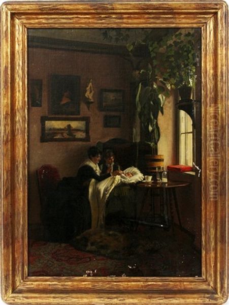 Interior Scene Oil Painting by Oswald Stieger