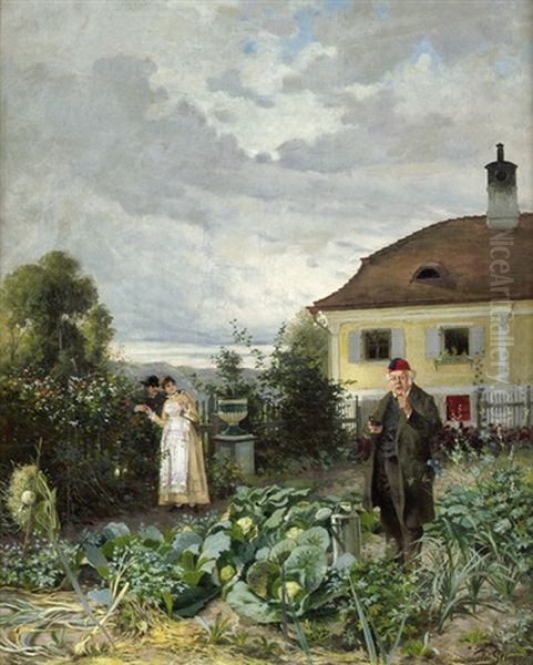 Rendezvous Im Kohlfeld Oil Painting by Oswald Stieger