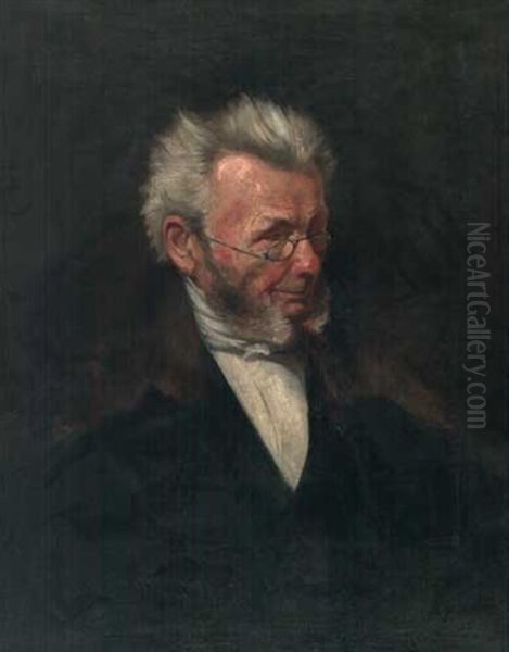 Portrat Eines Weisbartigen Alten Mannes Mit Brille Und Grosem Pelzkragen (hendrik Ibsen) Oil Painting by Eugen Ritter von Stieler