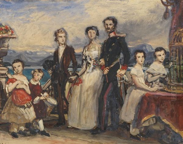 Studie Zu Dem Gemalde Die Geschwister Der Kaiserin Elisabeth Von Osterreich Oil Painting by Joseph Karl Stieler