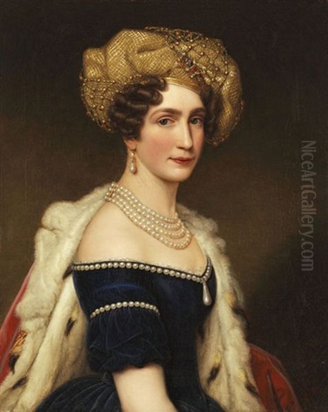 Auguste Amalie Prinzessin Von Bayern, Herzogin Von Leuchtenberg (1788-1851) Oil Painting by Joseph Karl Stieler