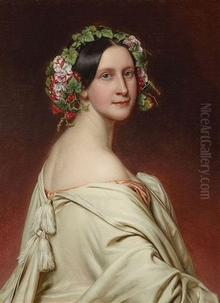 Bildnis Charlotte Baronin Oven Oil Painting by Joseph Karl Stieler