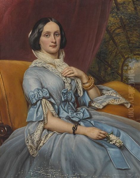 Caroline Freifrau Von Gumppenberg, Grafin Von Bayrstorff (1816-1889) Oil Painting by Joseph Karl Stieler