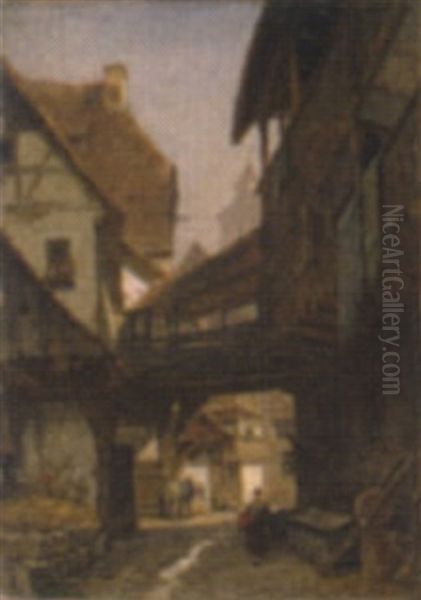 In Der Dorfgasse Oil Painting by Robert Friedrich Stieler