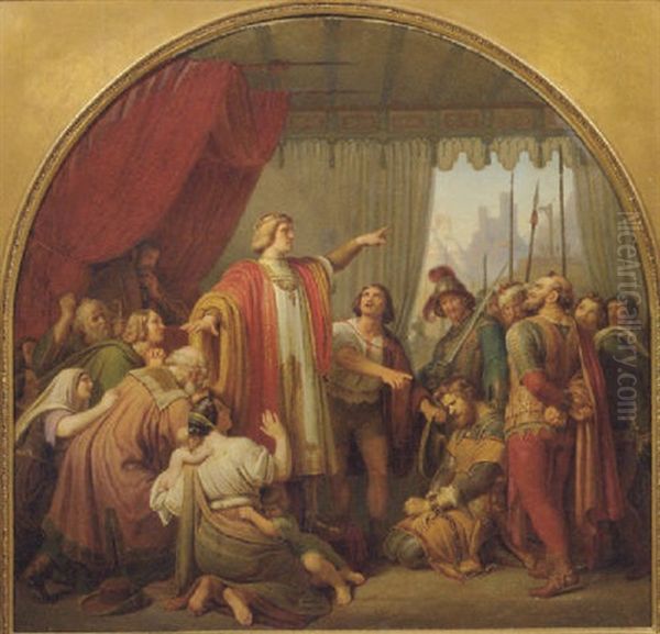 Emperor Rudolf Von Habsburg As The Personification Of Justice Oil Painting by Hermann Anton Stilke