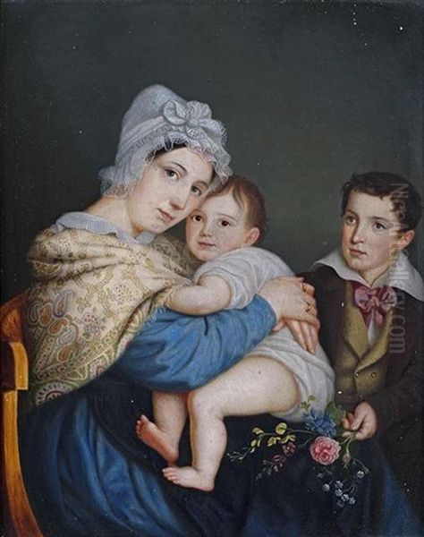 Bildnis Einer Mutter Mit Ihren Beiden Kindern Oil Painting by Franz Seraph Stirnbrand