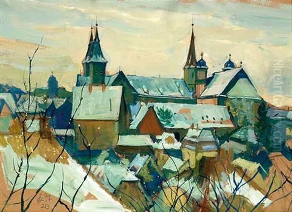 Ellwangen Mit Stiftskirche Oil Painting by Karl Stirner