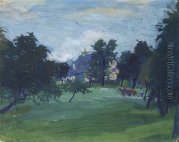 Landschaft Mit Haus Oil Painting by Karl Stirner