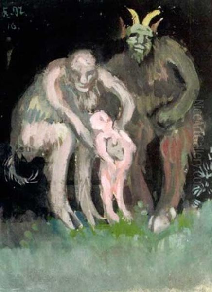 Satyrfamilie Oil Painting by Karl Stirner