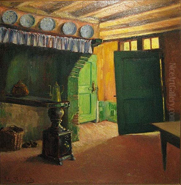 Interieur Van Een Oude Hoeve Oil Painting by Pieter Stobbaerts