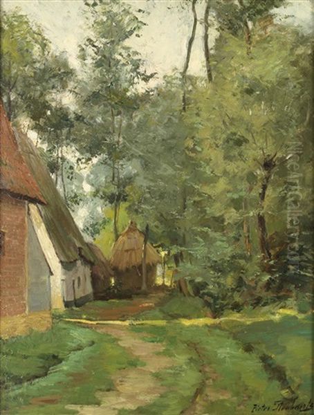 Dorfstrase Oil Painting by Pieter Stobbaerts