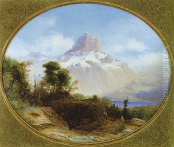 Blick Auf Die Bischofsmutze Mit Dem Misurina-see In Den Dolomiten Oil Painting by Johann Friedrich Stock