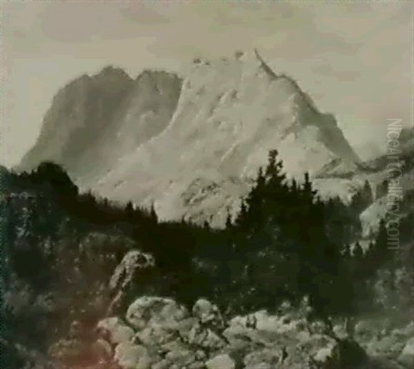 Gegend Zw. Scharnitz U. Seefeld In Tyrol Oil Painting by Johann Friedrich Stock