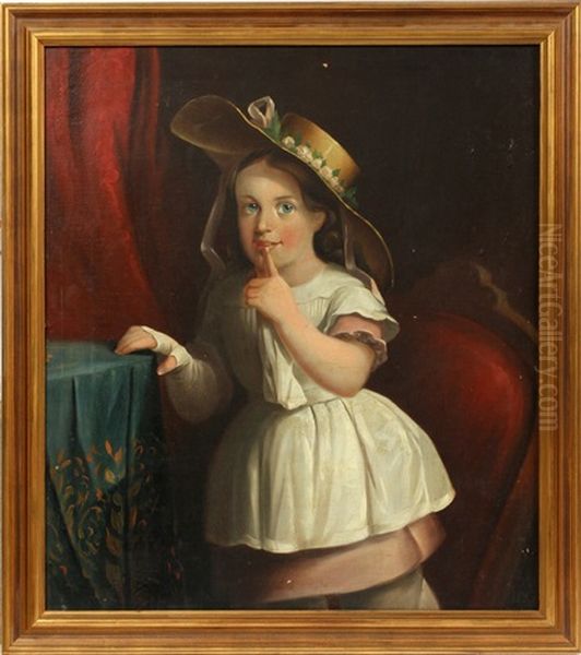 Portrait Of Girl Oil Painting by Joseph Whiting Stock