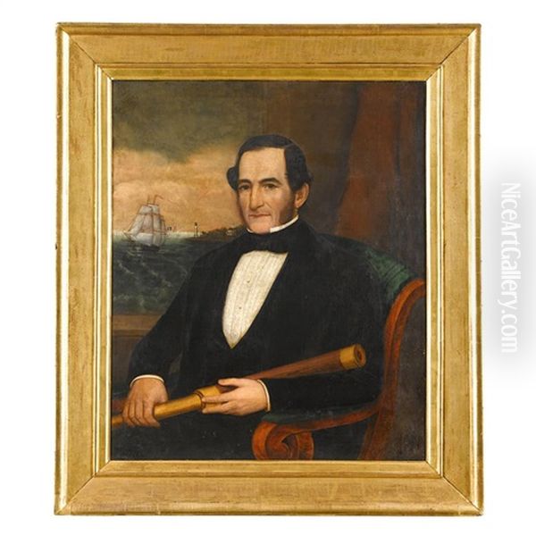 Portrait Of A Sea Captain Of New Bedford, Ma, Circa 1847 Oil Painting by Joseph Whiting Stock