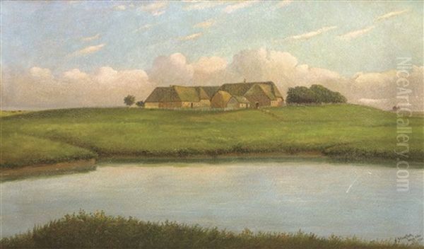 Honkenswarft Auf Hallig Langeness Oil Painting by Julius Stockfleth