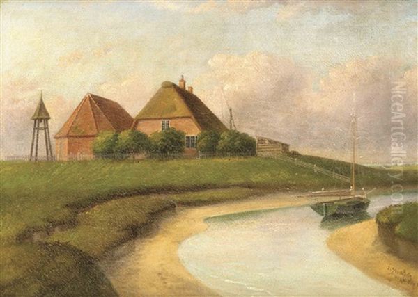 Kirche Auf Hallig Hooge Oil Painting by Julius Stockfleth