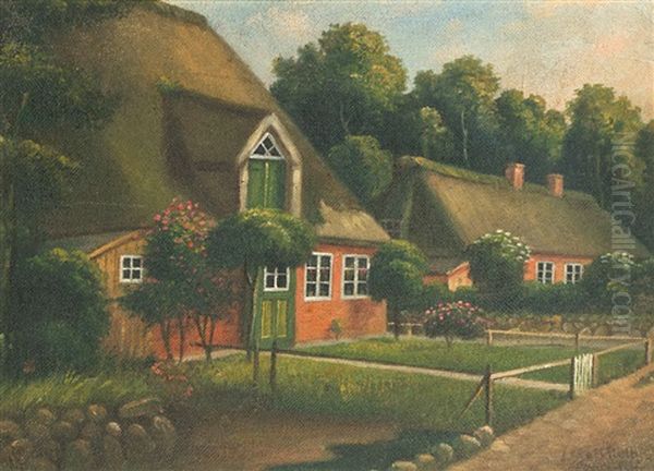 Reetgedeckte Hauser Auf Fohr Oil Painting by Julius Stockfleth