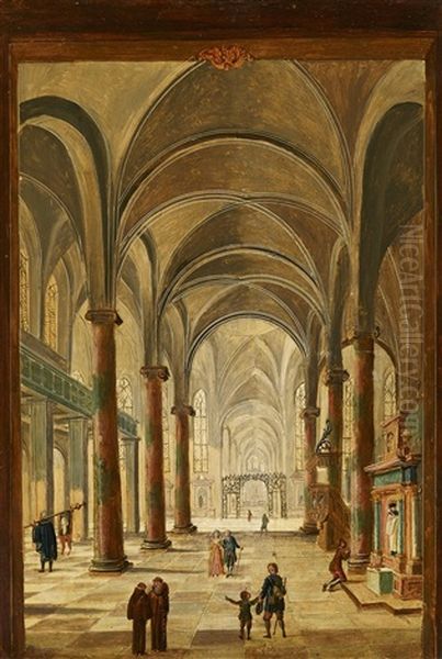 Church Interior With Groyne Vaulting Oil Painting by Christian Stoecklin