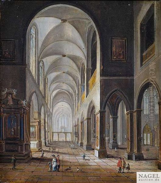 Kircheninterieur Mit Eleganten Besuchern Oil Painting by Christian Stoecklin