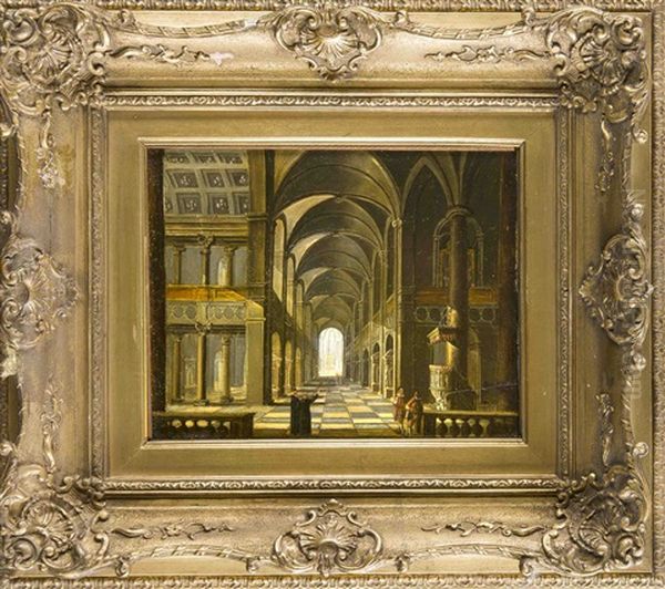 Kircheninterieur Mit Figurenstaffage Oil Painting by Friedrich Stoecklin