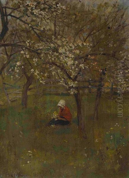 Im Obstgarten Oil Painting by Hermann Stockmann