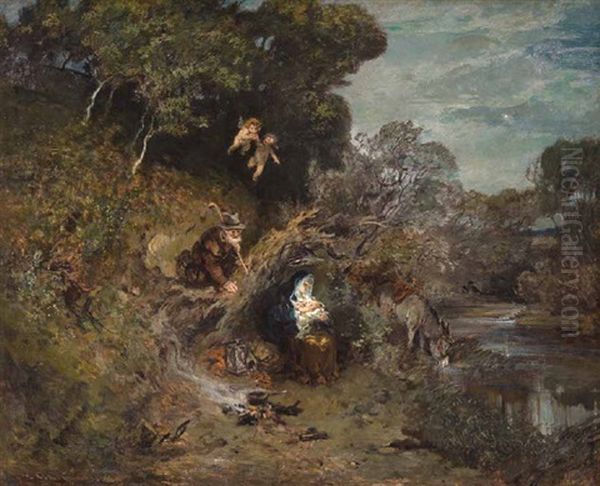 Ruhe Auf Der Flucht Oil Painting by Hermann Stockmann