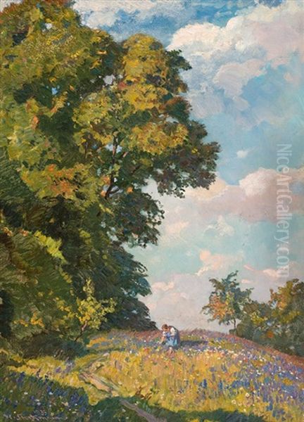 Sommerliche Wiese Oil Painting by Hermann Stockmann