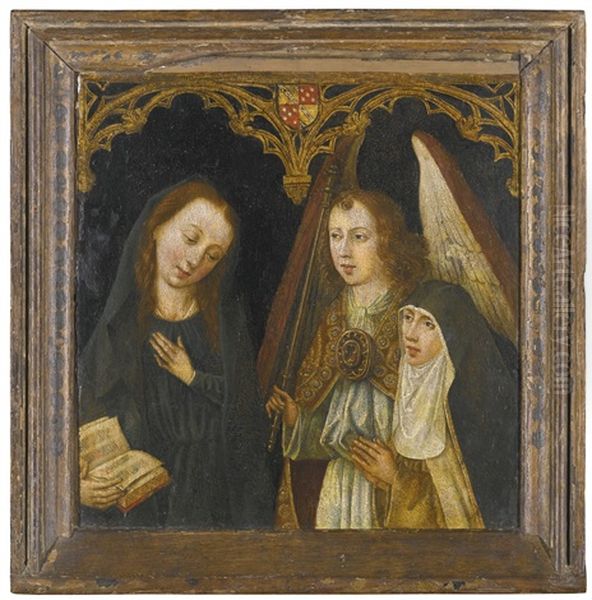 The Annunciation, With A Female Donor Oil Painting by Vrancke van der Stockt