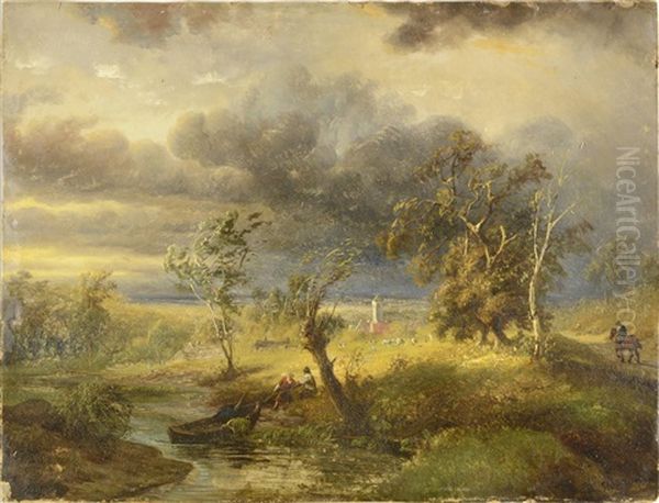 Landscape Before Storm Oil Painting by Ildephonse Stocquart